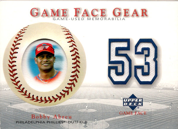 2003 Upper Deck Game Face Gear #BA Bobby Abreu Jersey Phillies!
