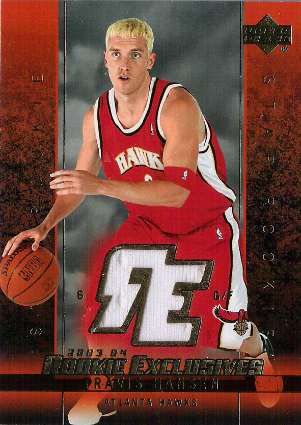 2003-04 Upper Deck Rookie Exclusives Jerseys #J28 Travis Hansen RC Hawks!
