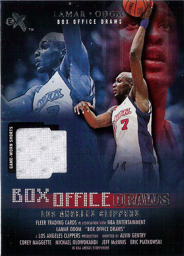 2001-02 E-X Box Office Draws Memorabilia Shorts Lamar Odom Clippers!