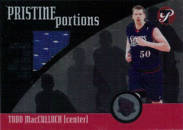 2001-02 Topps Pristine Portions Todd MacCulloch Shorts 76ers!