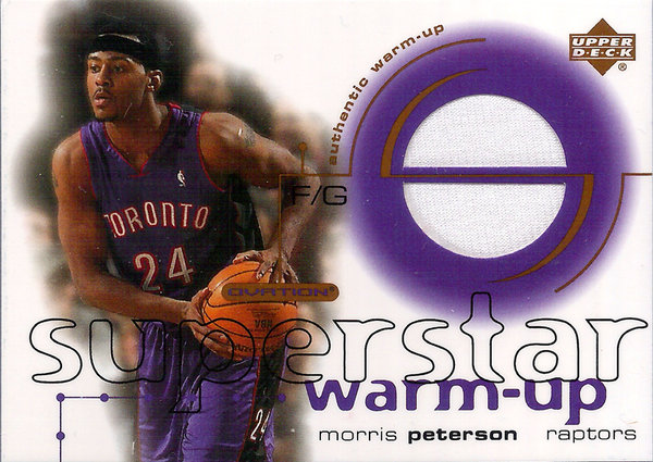 2001-02 UD Ovation Superstar Warm-Ups Morris Peterson Raptors!