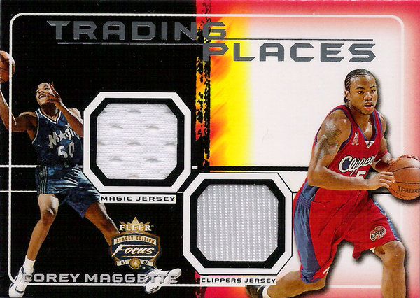 2001-02 Fleer Focus Trading Places Dual Jersey Corey Maggette Magic/Clippers!