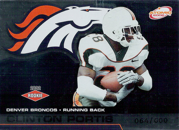 2002 Atomic Non Die Cut #118 Clinton Portis RC /600 Broncos!