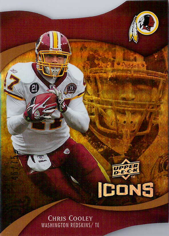 2009 UD Icons Gold Holofoil Die Cut #12 Chris Cooley /75 Redskins!