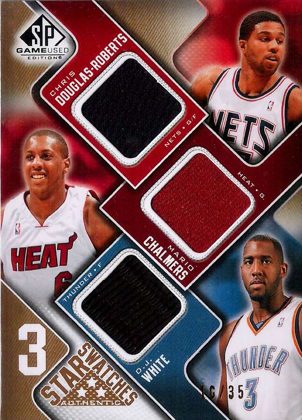 2009-10 SP Game Used 3 Star Swatches 35 Jerseys Mario Chalmers/Chris Douglas-Roberts/D.J. White /35