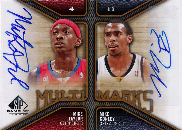2009-10 SP Game Used Multi Marks Mike Conley/Mike Taylor AU Grizzlies/Clippers!