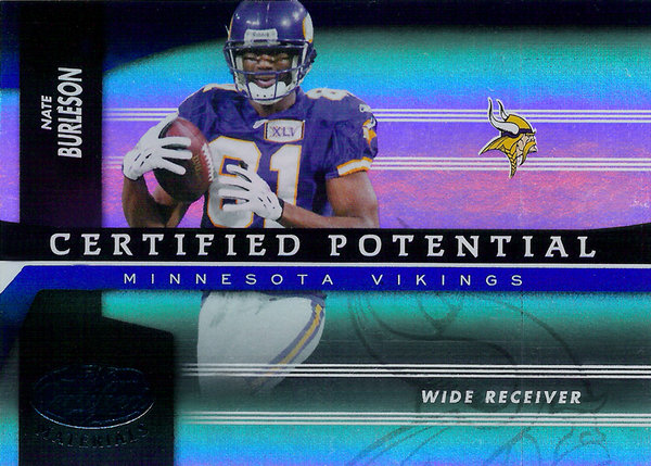 2005 Leaf Certified Materials Certified Potential Blue #18 Nate Burleson /100 Vikings!