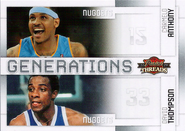 2009-10 Panini Threads Generations #4 Carmelo Anthony/David Thompson Nuggets!
