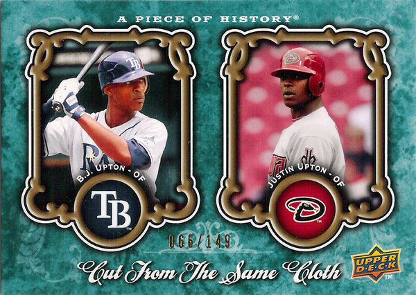 2009 UD A Piece of History Cut From The Same Cloth Green B.J. Upton/Justin Upton /149