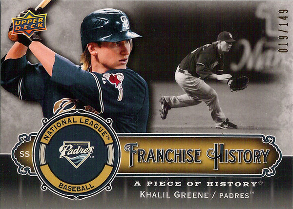 2009 UD A Piece of History Franchise History Black Khalil Greene /149 Padres!