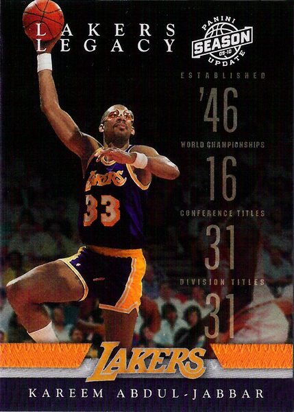 2009-10 Panini Season Update Lakers Legacy #6 Kareem Abdul-Jabbar