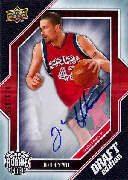 2009-10 Upper Deck Draft Edition Autographs #54 Josh Heytvelt /999 Gonzaga!