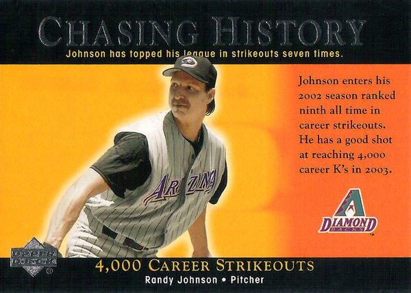 2002 Upper Deck Chasing History #CH9 Randy Johnson Diamondbacks!