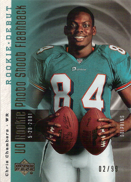 2006 UD Rookie Debut Rookie Photo Shoot Flashback Gold #RPF21 Chris Chambers /99 Dolphins!
