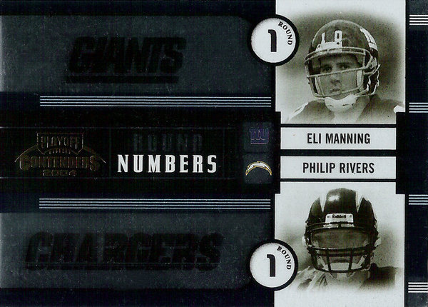 2004 Playoff Contenders Round Numbers Blue #RN1 Eli Manning/Philip Rivers /1500 Giants/Chargers!