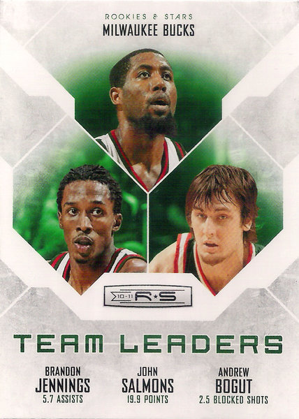 2010-11 Rookies and Stars Team Leaders #16 Brandon Jennings/John Salmons/Andrew Bogut Bucks!