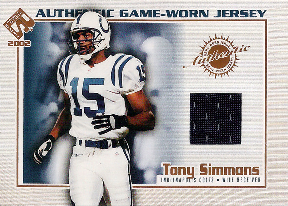 2002 Private Stock Game Worn Jerseys #59 Tony Simmons Colts!