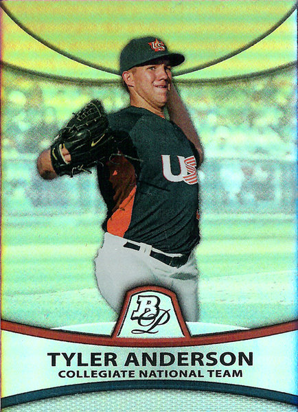 2010 Bowman Platinum Prospects Refractors Thick Stock #PP29 Tyler Anderson /999 USA