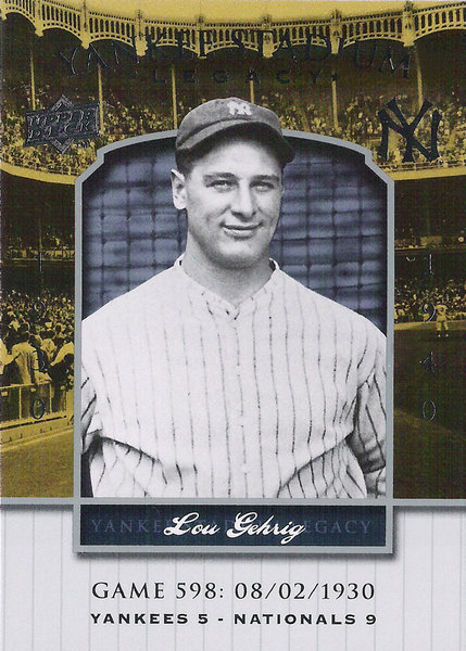 2008 Upper Deck Yankee Stadium Legacy Collection #598 Lou Gehrig Yankees!
