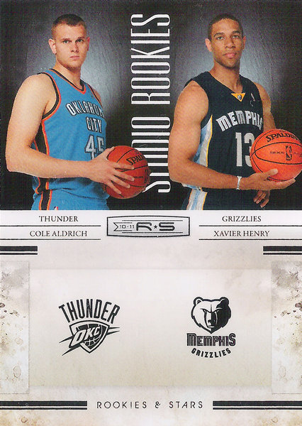 2010-11 Rookies and Stars Studio Combo Rookies #7 Cole Aldrich/Xavier Henry Thunder/Grizzlies!