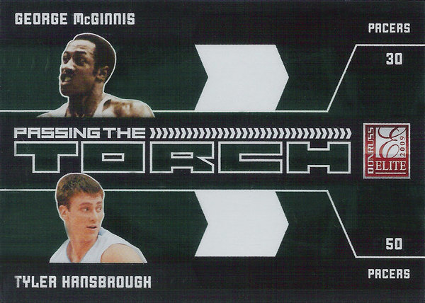 2009-10 Donruss Elite Passing the Torch Green #14 George McGinnis/Tyler Hansbrough Pacers!