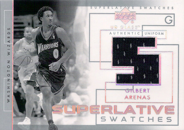 2003-04 UD Glass Superlative Swatches #SSGA Gilbert Arenas Wizards!