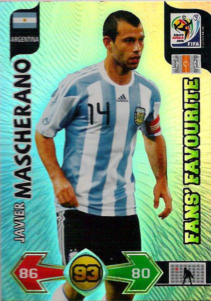 2010 Panini Adrenalyn XL FIFA World Cup Fans' Favourite Javier Mascherano Argentina