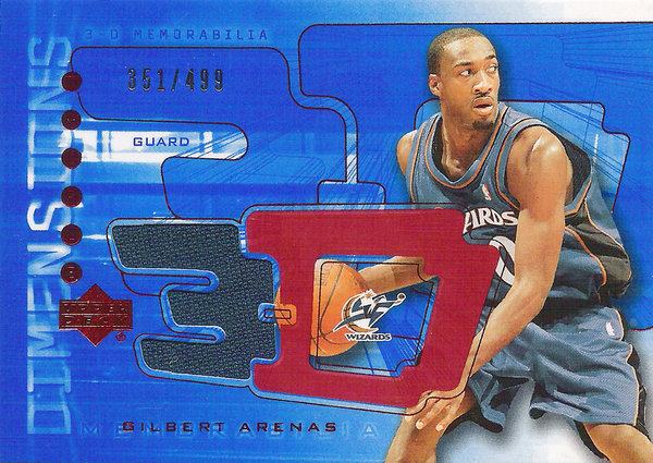 2003-04 Upper Deck Triple Dimensions 3-D Shooting Shirts #S12 Gilbert Arenas /499 Wizards!