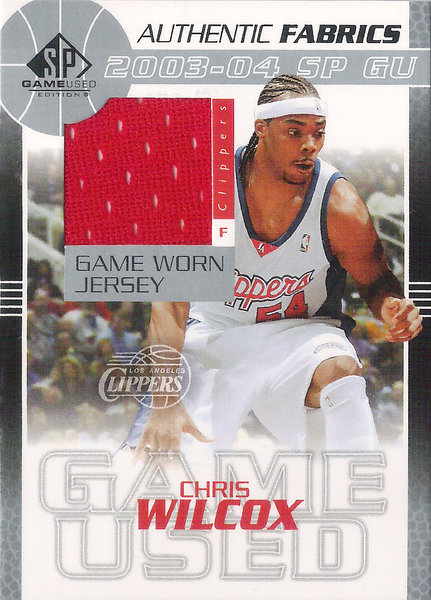 2003-04 SP Game Used Authentic Fabrics #CWJ Chris Wilcox Clippers!