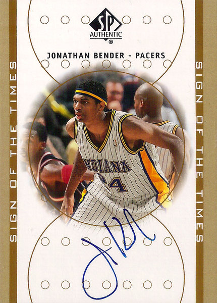 2000-01 SP Authentic Sign of the Times #JB Jonathan Bender AU Pacers!