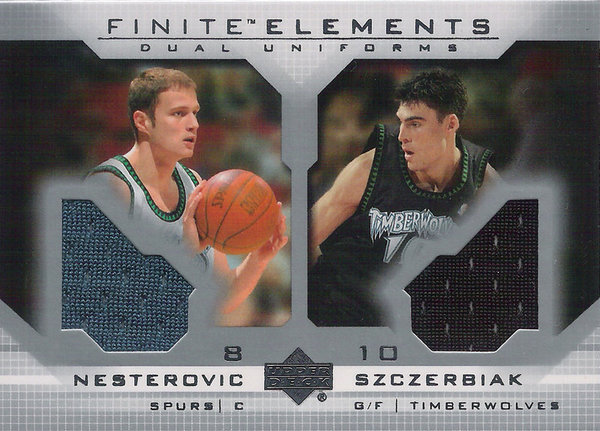 2003-04 Upper Deck Finite Elements Jerseys #FS6 Rasho Nesterovic/Wally Szczerbiak Spurs/Timberwolves