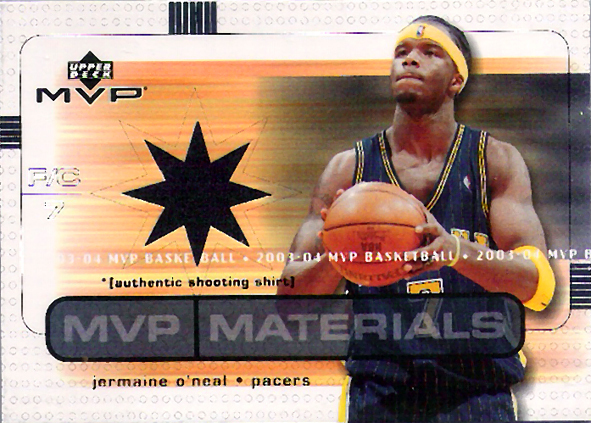2003-04 Upper Deck MVP Materials Shirts Jermaine O'Neal Pacers!