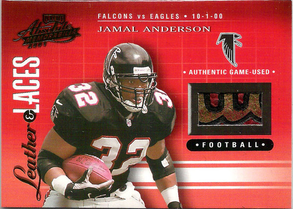2001 Absolute Memorabilia Leather and Laces Ball Jamal Anderson /825 Falcons!