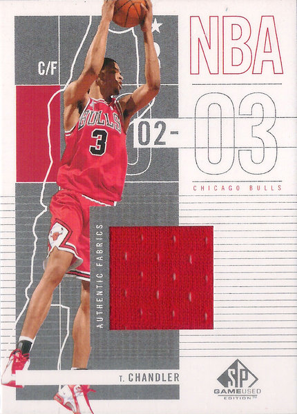 2002-03 SP Game Used #13 Tyson Chandler Jersey Bulls!