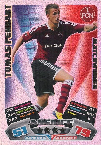 2012-13 Topps Match Attax Bundesliga Matchwinner Tomas Pekhart 1.FC Nürnberg