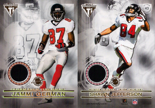 2001 Titanium Double Sided Jerseys Jammi German/Shawn Jefferson Browns/Falcons!