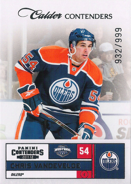 2011-12 Panini Contenders #168 Chris VandeVelde RC /999 Oilers!