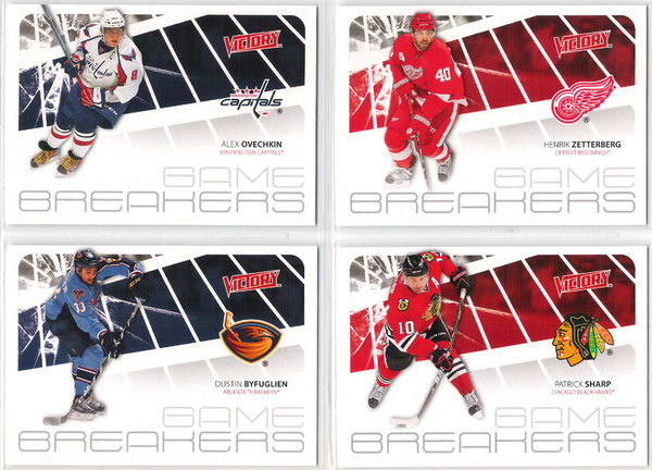 Lot (4) 2011-12 Upper Deck Victory Game Breakers Inserts (incl. Ovechkin, Zetterberg...)