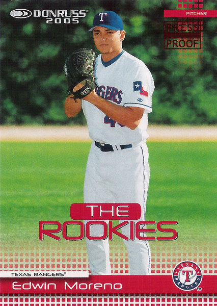 2005 Donruss Rookies Press Proofs Red #7 Edwin Moreno /200 Rangers!