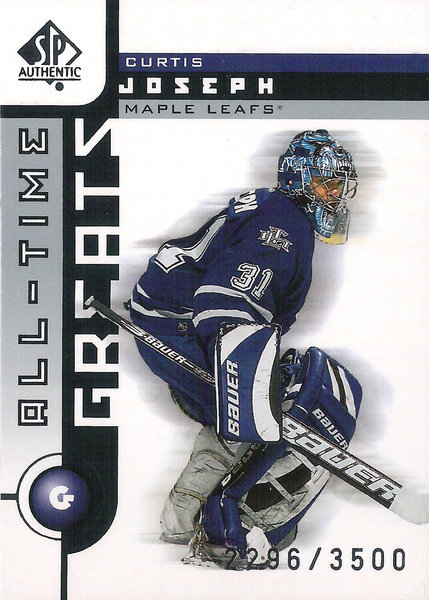 2001-02 SP Authentic #109 Curtis Joseph ATG /3500 Maple Leafs!