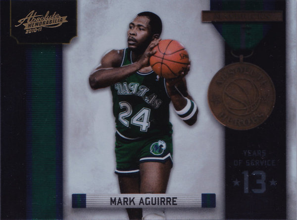 2010-11 Absolute Memorabilia Absolute Heroes #13 Mark Aguirre /399 Mavericks!