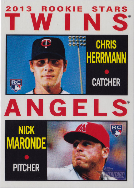 2013 Topps Heritage #116 Chris Herrmann RC/Nick Maronde RC Twins/Angels!