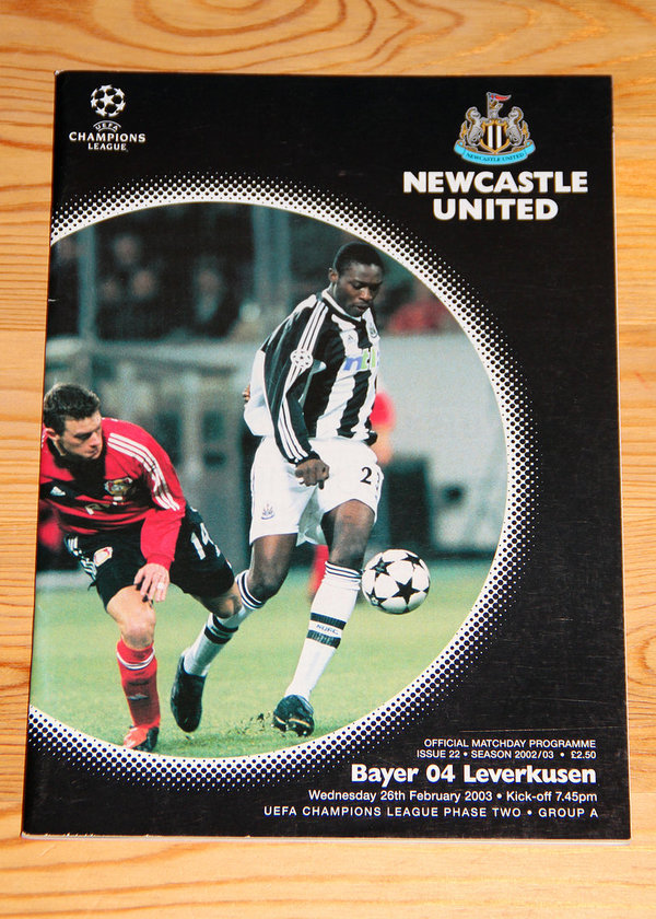Programm Champions League 2002/03 Newcastle United - Bayer Leverkusen