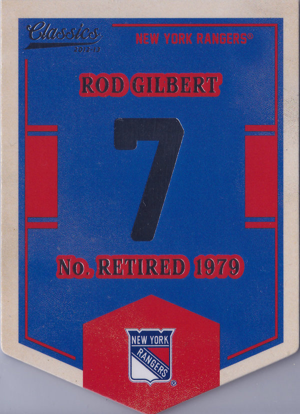 2012-13 Classics Signatures Banner Numbers #53 Rod Gilbert Rangers!