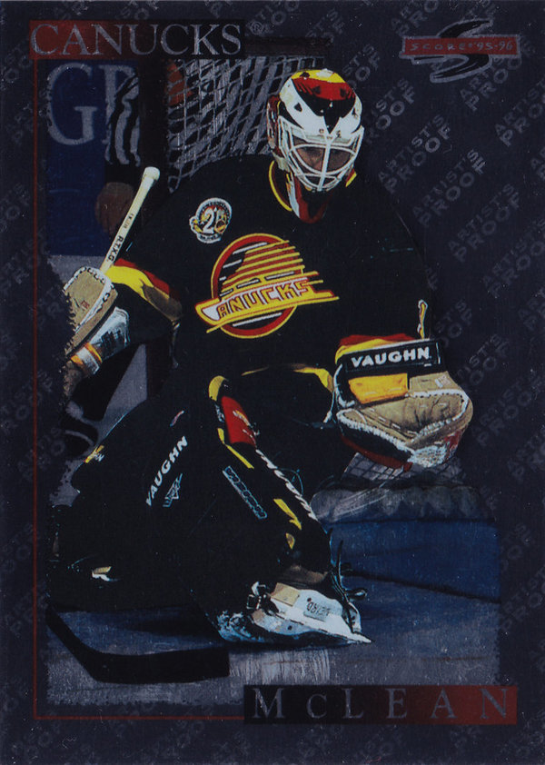 1995-96 Score Black Ice Artist's Proofs #49 Kirk McLean Goalie Canucks!