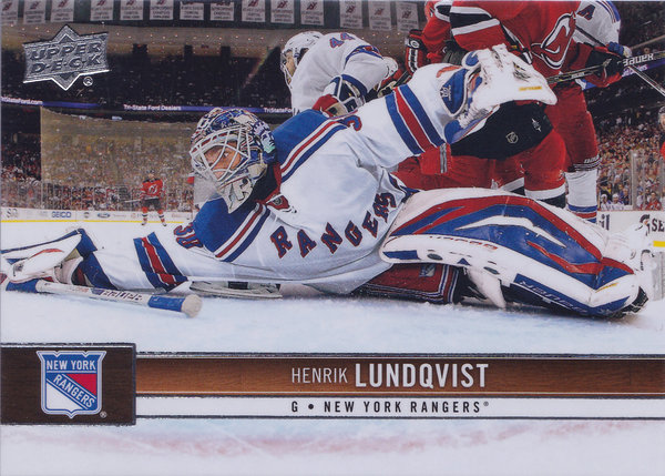 2012-13 Upper Deck #122 Henrik Lundqvist Goalie Rangers!