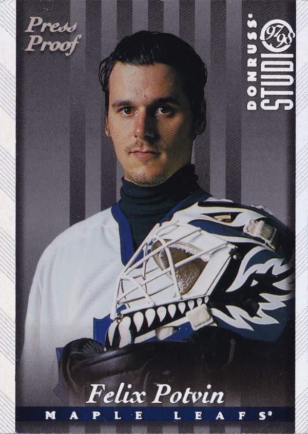 1997-98 Studio Press Proofs Silver #66 Felix Potvin /1000 Goalie Maple Leafs!