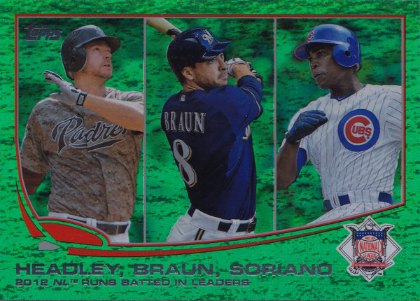 2013 Topps Emerald #272 Chase Headley/Ryan Braun/Alfonso Soriano Padres/Brewers/Cubs!
