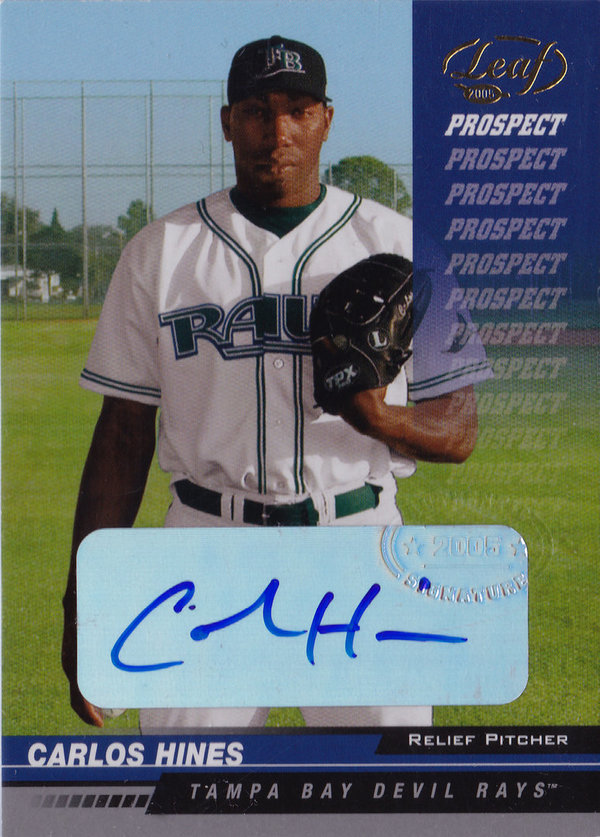 2005 Leaf Autographs Gold #205 Carlos Hines Prospect AUTO /10 Rays!