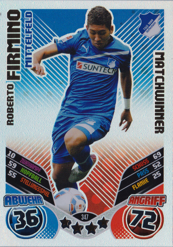 2011-12 Topps Match Attax Bundesliga Matchwinner Roberto Firmino TSG 1899 Hoffenheim